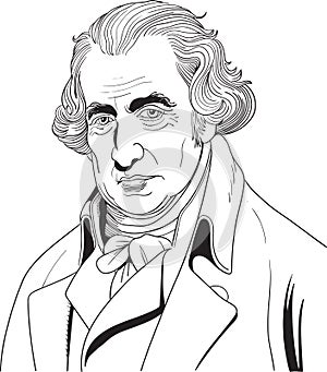 James Watt cartoon style portrait