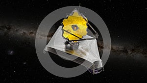 James Webb Telescope. Outer space telescope. Elements of these images were furnished by ESA