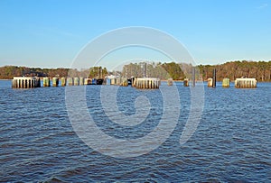 Jamestown-Scotland Ferry docks from the James River