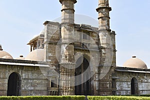 Jami Masjid with intricate carvings in stone, front Close up, an Islamic monuments was built by Sultan Mahmud Begada in 1509,