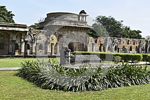 Jami Masjid, Sufi Grave and courtyard with intricate carvings in stone, an Islamic monuments was built by Sultan Mahmud Begada in