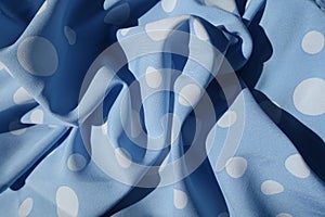 Jammed light blue rayon with polka dot pattern