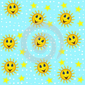 Jammies seamless pattern with sun and stars