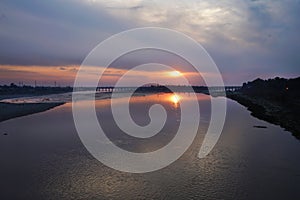 Jammu  -  sunset on river Tavi