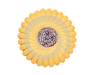 Jammy Dodger Jam Biscuit Against a White Background