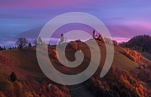 Jamnik, Slovenia, Julian Alps. Saints Primus and Felician Church