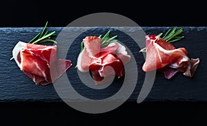 Jamon on a black background