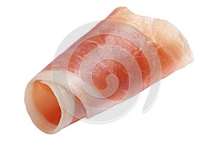 Jamon cured meat ham slice rolled up, paths, top