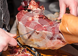 Jamon serrano pork ham meat photo