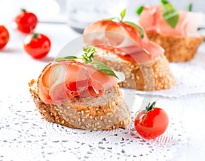 Bread with Spanish Serrano Ham photo