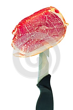 JamÃÂ³n sobre un fondo blanco. photo