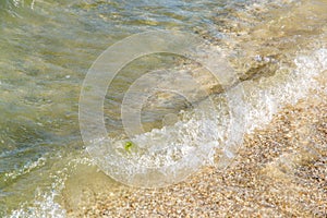 ,  - Jan 01, 1970: Closeup shot of Black Sea waves splashing on the shore