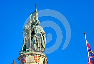 The Jan Breydel and Pieter de Coninck statue in Bruges Brugge, Belgium