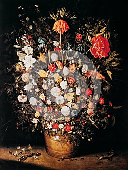 Jan Brueghel Elder Also Bruegel Or Breughel. Large Bouquet Of Flowers In A Tub Or The Great Bouquet. Jan Brueghel Was A