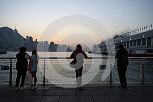 2021 Jan 15,Skyline of Hong Kong at sunset.