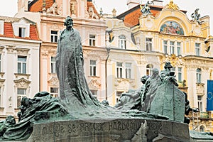 Jan Hus Memorial on the Old Town Square in Prague, Czech Republic