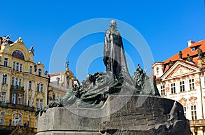 The Jan Hus Memorial Statue in Prague