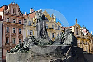 The Jan Hus Memorial Statue in Prague