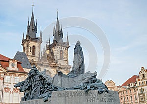 Jan Hus Monument on the Old Town Square in Prague