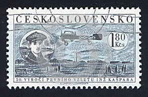 Jan Kaspar and flight of plane