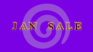 Jan Sale fire text effect violet background