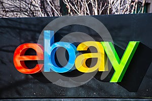 Jan 12, 2020 San Jose / CA / USA - Ebay logo at their corporate headquarters in Silicon Valley; eBay Inc. is an American