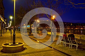 Jane Haining Quay in the evening, Budapest, Hungary