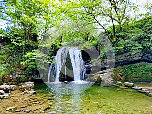 Janet`s Foss Waterfall, Malham Cove, Yorkshire, UK