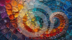 an intricate, 3D representation of Helicoidal Classification, futuristic background with rainbow colors photo