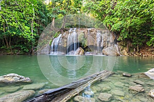 Jangle landscape with flowing turquoise water