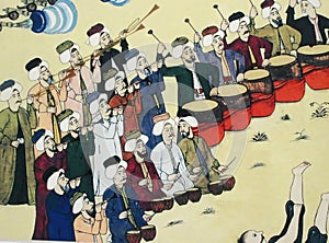 Janissary band performing, Ottoman painting