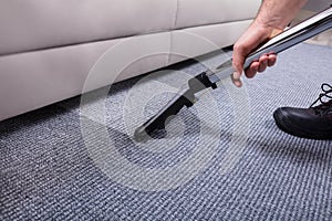 Janitor Cleaning Carpet photo