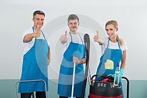 Janitors Showing Thumb Up Sign