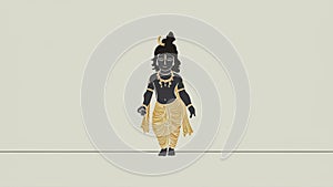 Janmashtami festival with Lord Krishna playing flute illustration background