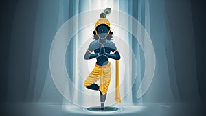 Janmashtami festival with Lord Krishna playing flute illustration background