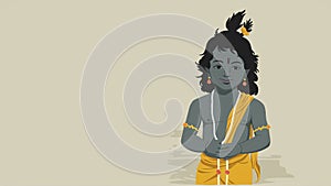 Janmashtami festival with Lord Krishna playing flute illustration background