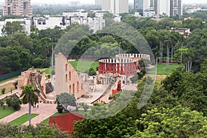 Jantar Mantar astronomy observatory in New Delhi in park