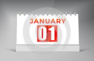 January 01 Desk Calendar Design Template. Single Date Calendar Design