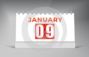 January 09 Desk Calendar Design Template. Single Date Calendar Design