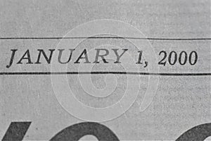 January 1, 2000 in newspaper font