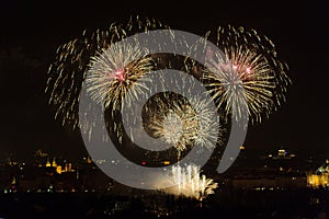 JANUARY 1: Prague New Year's Firework 2013 on January 1, 2013, in Prague, Czech Republic.