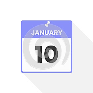 January 10 calendar icon. Date, Month calendar icon vector illustration