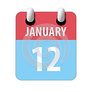 january 12th. Day 12 of month,Simple calendar icon on white background. Planning. Time management. Set of calendar icons for web