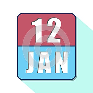 january 12th. Day 12 of month,Simple calendar icon on white background. Planning. Time management. Set of calendar icons for web