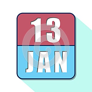 january 13th. Day 13 of month,Simple calendar icon on white background. Planning. Time management. Set of calendar icons for web