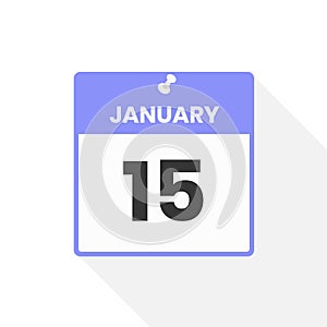 January 15 calendar icon. Date, Month calendar icon vector illustration