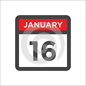 January 16 calendar icon including day of month