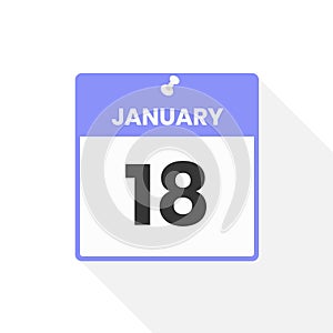 January 18 calendar icon. Date, Month calendar icon vector illustration