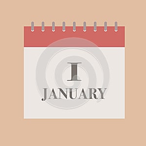 January 1st New Year`s Day calendar vector illustration