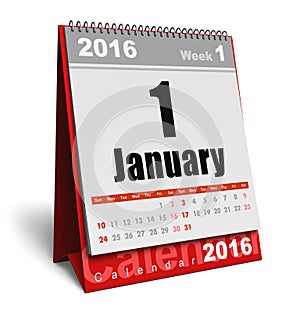 January 2016 calendar